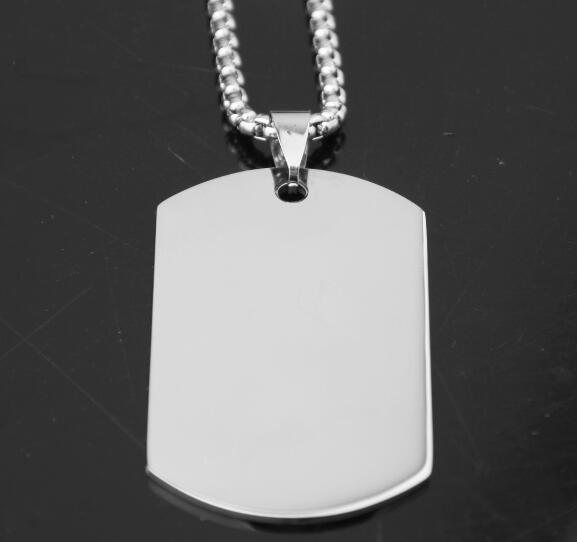 18-32' 5pcs in bulk Fashion Gold/ silver / black Army card dog tag Stainless Steel 3mm Rolo Chain Pendant Necklace