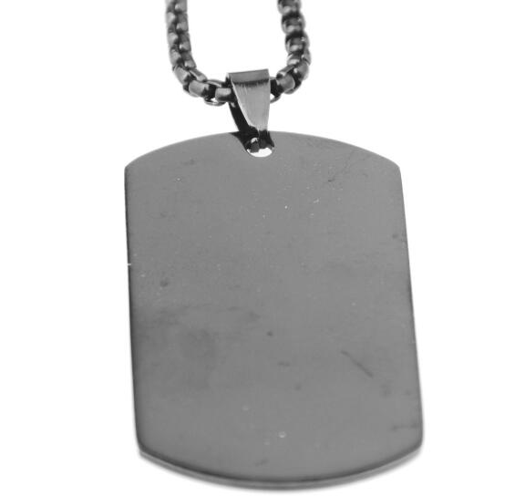 18-32' 5pcs in bulk Fashion Gold/ silver / black Army card dog tag Stainless Steel 3mm Rolo Chain Pendant Necklace