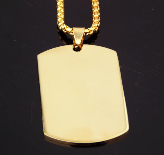 18-32' 5pcs in bulk Fashion Gold/ silver / black Army card dog tag Stainless Steel 3mm Rolo Chain Pendant Necklace