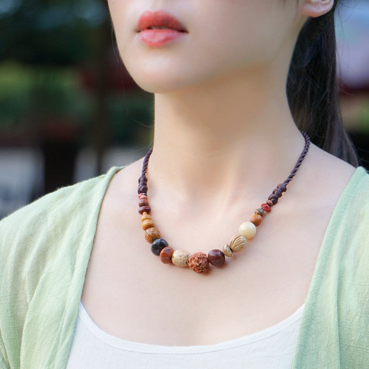 18 children Buddhism ethnic bracelet, Ethnic jewelry vintage Bodhi necklace, natural 18 Bodhi seed vintage Necklace