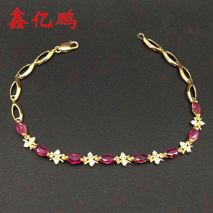 18 k gold inlaid natural Burmese ruby bracelet with female 3x6mm