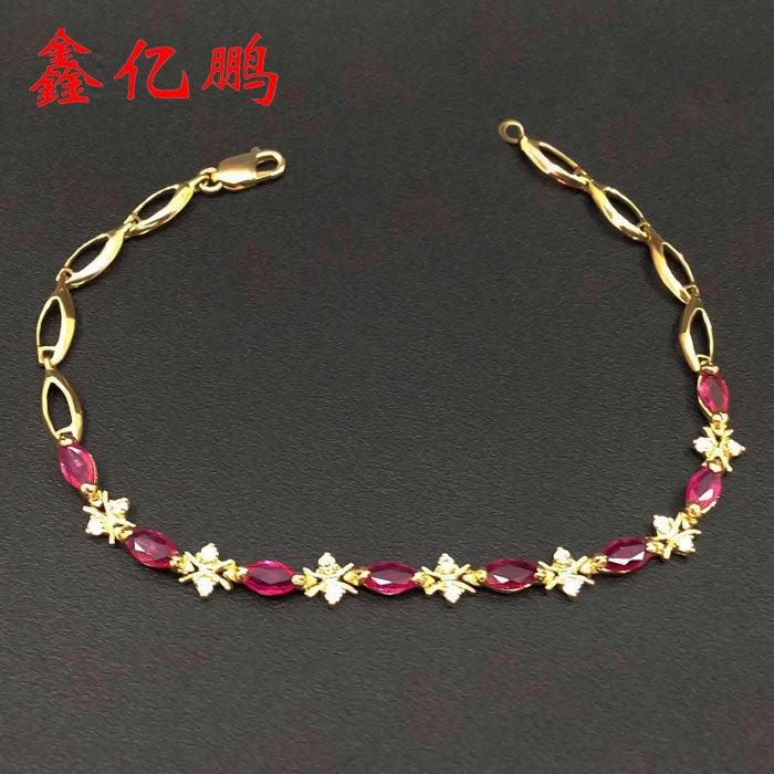 18 k gold inlaid natural ruby bracelet with female Fashion horse eye shape Color precious treasure Engagement wedding gift