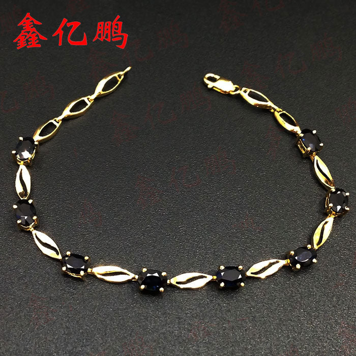18 k gold inlaid natural sapphire Hand catenary 5.1 carats