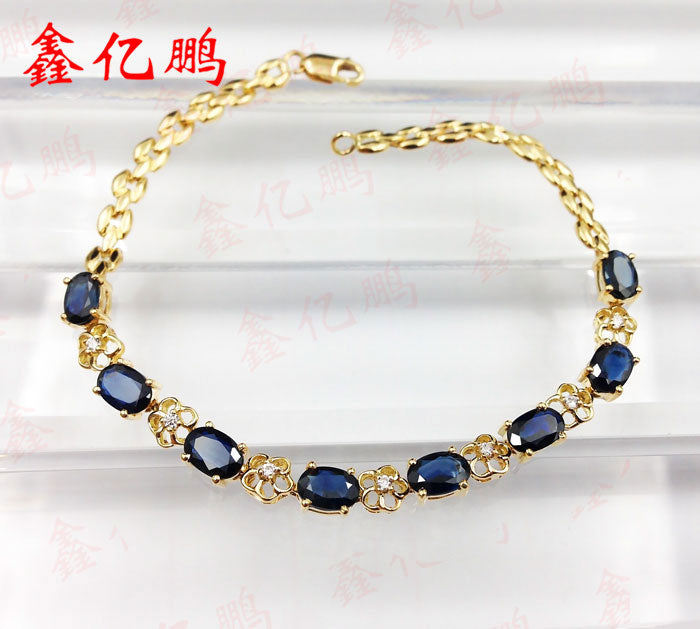 18 k gold inlaid natural sapphire bracelet
