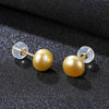 18K Gold AAA+ Handpicked Round Cultured Pearl Stud Earrings for Women Girls 2020 New Fashion Earrings by Brand