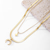 18K Gold Color Choker Necklace for women Multilayer Long moon Tassel Pendant Chain Necklaces &amp; Pendants chokers Jewelry