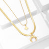 18K Gold Color Choker Necklace for women Multilayer Long moon Tassel Pendant Chain Necklaces &amp; Pendants chokers Jewelry