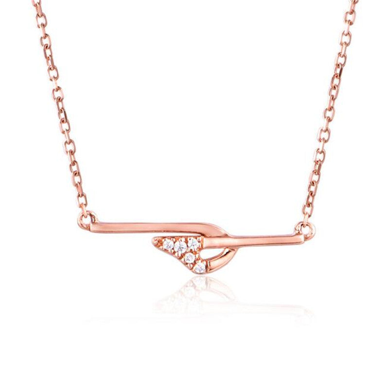 18K Gold Music Note With CZ Crystal O Chain Necklace Pendant Top Quality Rose Gold Color Women Girls Charm Jewelry Gift 1.32G