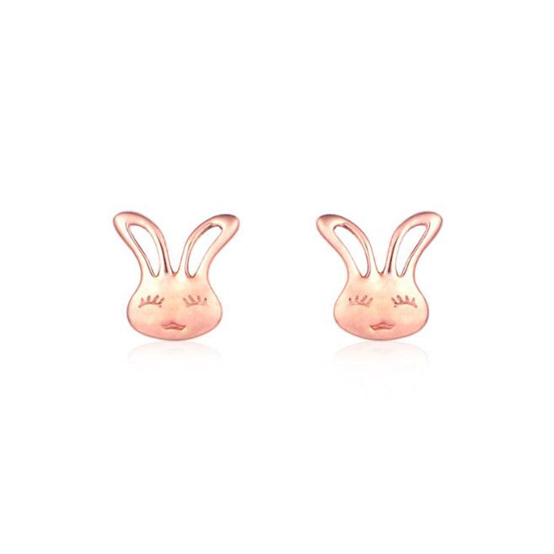 18K Gold Small Bunny Stud Earrings Rabbit Gold Stud Earrings For Women Fashion Animal Jewelry boucle d'oreille pendientes 0.40g