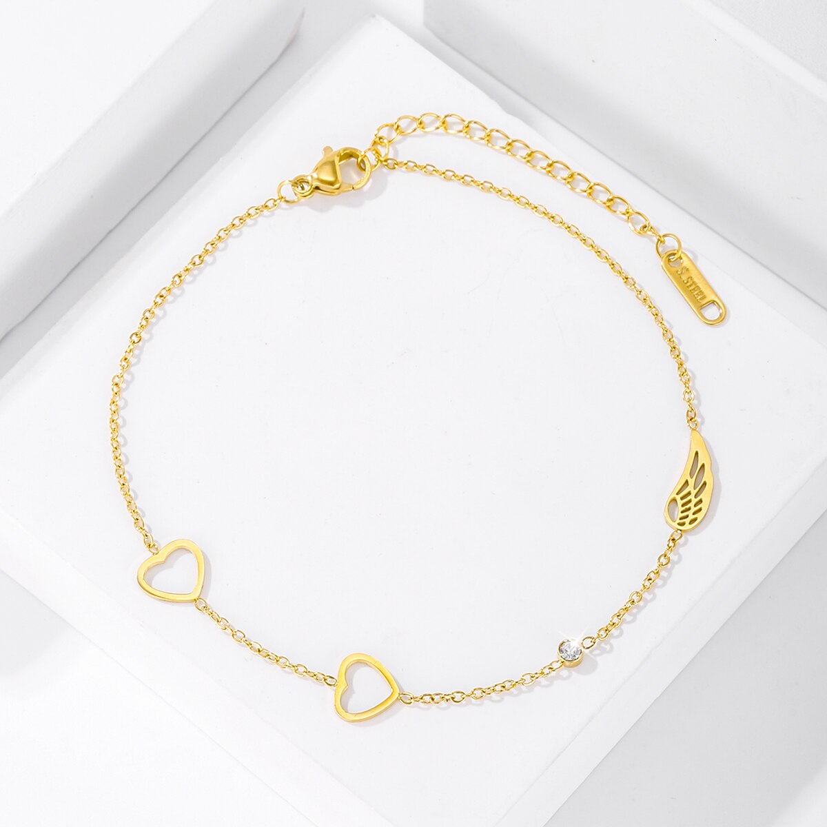 18K Simple Heart Female Anklet Barefoot Crochet Sandals Foot Jewelry Leg Anklets On Foot Ankle Bracelets For Women Leg Chain