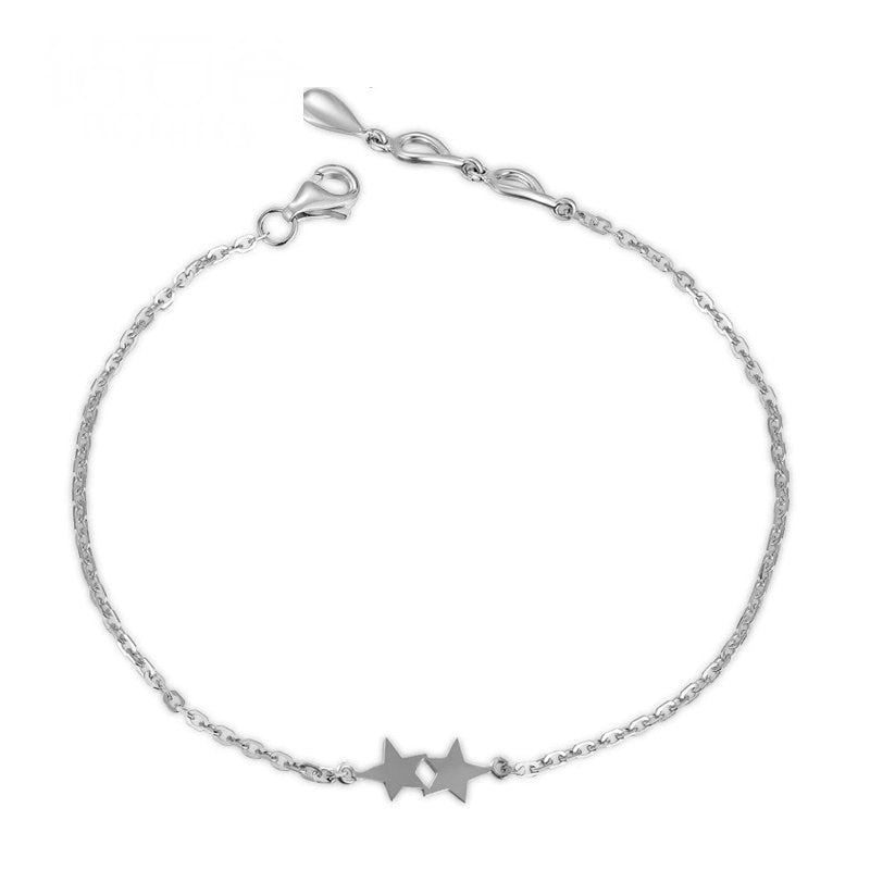 18K White Gold Bracelet for Women 18cm Solid K Gold Wedding Party Star Charm Bracelet Handmade Fine Jewelry