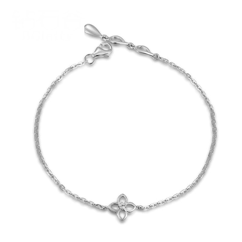 18K White Gold Diamond Bracelet Solid K Gold 0.03ct Natural Diamond Women Jewelry 18cm Wedding Engagement Party