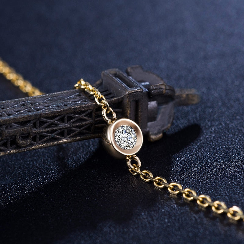 18K Yellow Gold Diamond Bracelet 16+2cm 0.10ct Natural Diamond Jewelry Handmade Quality Wedding Jewellery