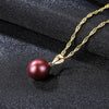 18K Yellow Gold Pendant red Pearl Pendant Necklace Gift For Women Brand Party Pearl Pendants With 45cm 925 chain