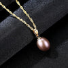 18K Yellow Gold Pendant red Pearl Pendant Necklace Gift For Women Brand Party Pearl Pendants With 45cm 925 chain