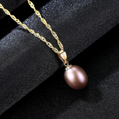 18K Yellow Gold Pendant red Pearl Pendant Necklace Gift For Women Brand Party Pearl Pendants With 45cm 925 chain