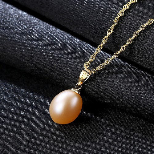 18K Yellow Gold Pendant red Pearl Pendant Necklace Gift For Women Brand Party Pearl Pendants With 45cm 925 chain