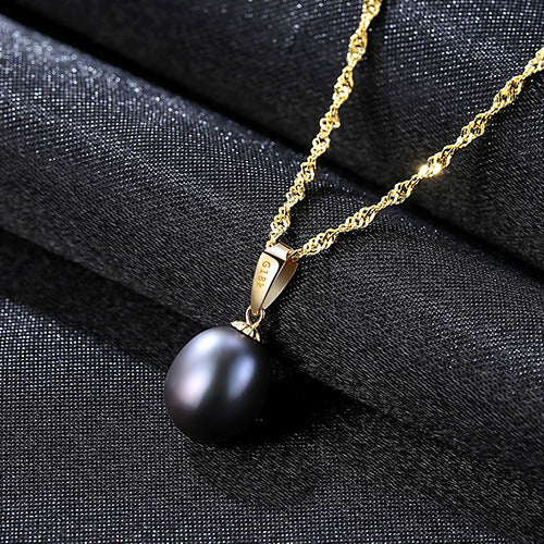 18K Yellow Gold Pendant red Pearl Pendant Necklace Gift For Women Brand Party Pearl Pendants With 45cm 925 chain