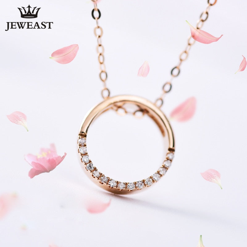 18K rose gold diamond circle necklace female pendant clavicle chain girlfriend gift trendy party 2020new hot sell Support Custom