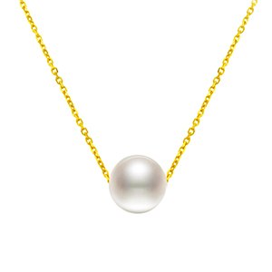 18k AU750 Gold necklace lucky round pearls choker for girls Mum high luster pearls pink color diameter 7-10.5mmoptional