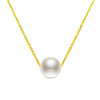 18k AU750 Gold necklace lucky round pearls pendant choker for women girls Mum lover high luster pearls color diameter optional