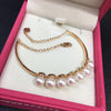 18k Au750 Gold Bangles inl 6-7mm high luster Round South sea pearls fashion design bracelets fine jewelry for women girls Mum
