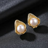 18k Gold Color Stud Earrings Shell Design Natural Pearl Real Pure 925 Sterling Silver Fashion for Women Gifts
