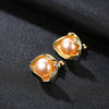 18k Gold Color Stud Earrings Shell Design Natural Pearl Real Pure 925 Sterling Silver Fashion for Women Gifts