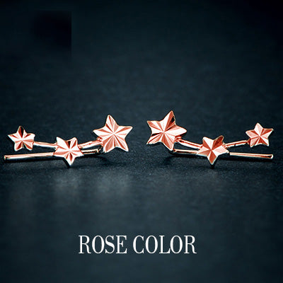 18k Gold Stud Earring Yellow/white/rose For Women Girl Star Earrings Row Party Fashion Design Genuine Jewelry 2020 New Trendy