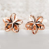 18k Gold Stud Earrings Female Genuine Delicate Flower Pure Wedding Earring Hollow Design Fine Jewelry For Women Fashion Ear New