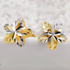 18k Gold Stud Earrings Female Genuine Delicate Flower Pure Wedding Earring Hollow Design Fine Jewelry For Women Fashion Ear New