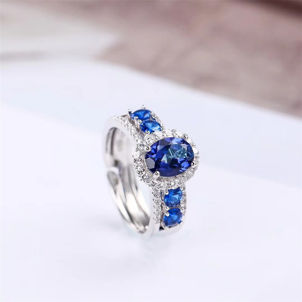 18k Gold Tourmaline Ring Contemporary Silver Ring 2020 New Blue Natural Gemstone Engagement Ring Sterling Silver Gemstone