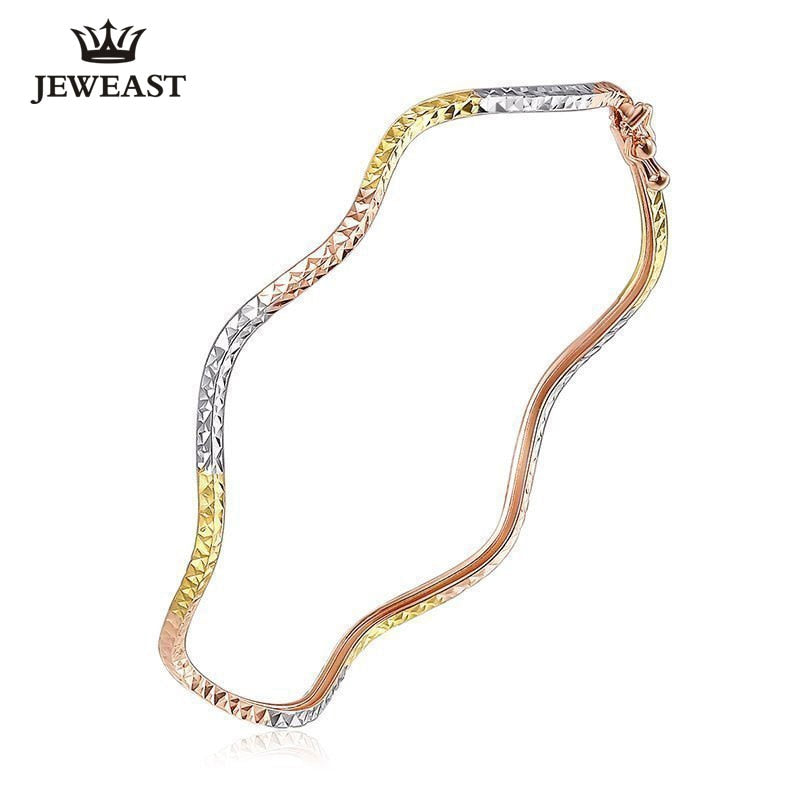 18k Pure Gold Bangles Fashion Trendy -jewelry For Female Curve Waves Wedding Women Girl Gift 2020 Hot New Upscale Top