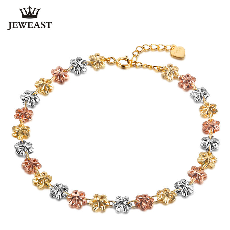 18k Pure Gold Bracelet 750 Bangle Rose Fashion Cherry Classic Women Girl Hot Selling Party Chain & Link Bracelets Multi-tone