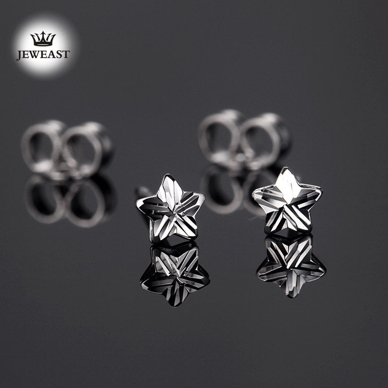 18k Pure Gold Earrings White Rose Star Fine Jewelry Genuine Real 750 Solid 2020 Hot Selling Women Girl Gift Trendy Party Good