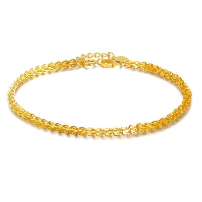 18k Pure Gold Women Bracelet Yellow Rose Girl Genuine Real Solid 750 Gift Female Bangle Upscale Hot Sale 2020 New Party Trendy