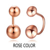 18k Rose Gold Women Stud Earrings Double Balls Fine Engaged Wedding Jewelry Fashion Female Delicate Gift Hot Sale Trendy Party