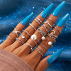 18pcs  Jewelry Rings Set  Selling Metal Alloy Hollow Round Opening Women Finger Ring For Girl Lady Party Wedding Gifts