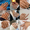 18pcs  Jewelry Rings Set  Selling Metal Alloy Hollow Round Opening Women Finger Ring For Girl Lady Party Wedding Gifts