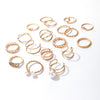18pcs  Jewelry Rings Set  Selling Metal Alloy Hollow Round Opening Women Finger Ring For Girl Lady Party Wedding Gifts