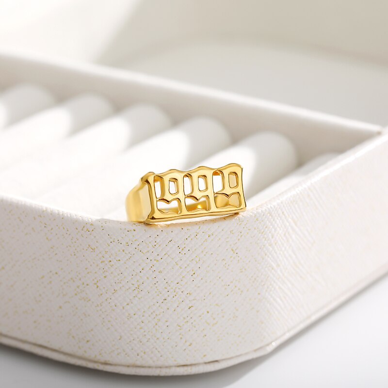 1997 Year Cubic Zirconia Rings For Women Stainless Steel Gold Color Ring Birth Years Zircon Jewelry Couple Gift anillos mujer