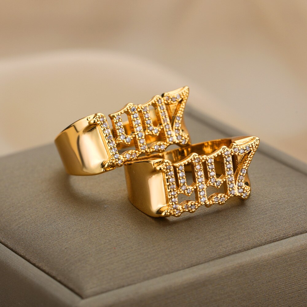 1997 Year Cubic Zirconia Rings For Women Stainless Steel Gold Color Ring Birth Years Zircon Jewelry Couple Gift anillos mujer