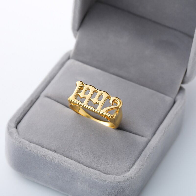 1997 Year Cubic Zirconia Rings For Women Stainless Steel Gold Color Ring Birth Years Zircon Jewelry Couple Gift anillos mujer