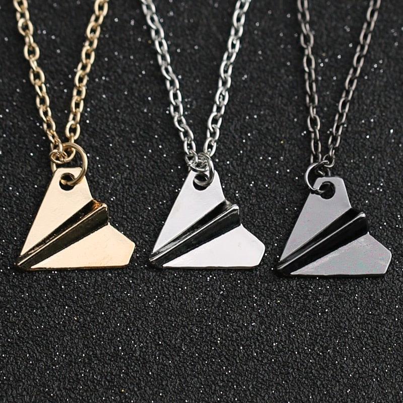 1D One Direction Necklace Paper Airplane Plane Pendant Gold Black Gun Silver Color Simple Jewelry Men Women