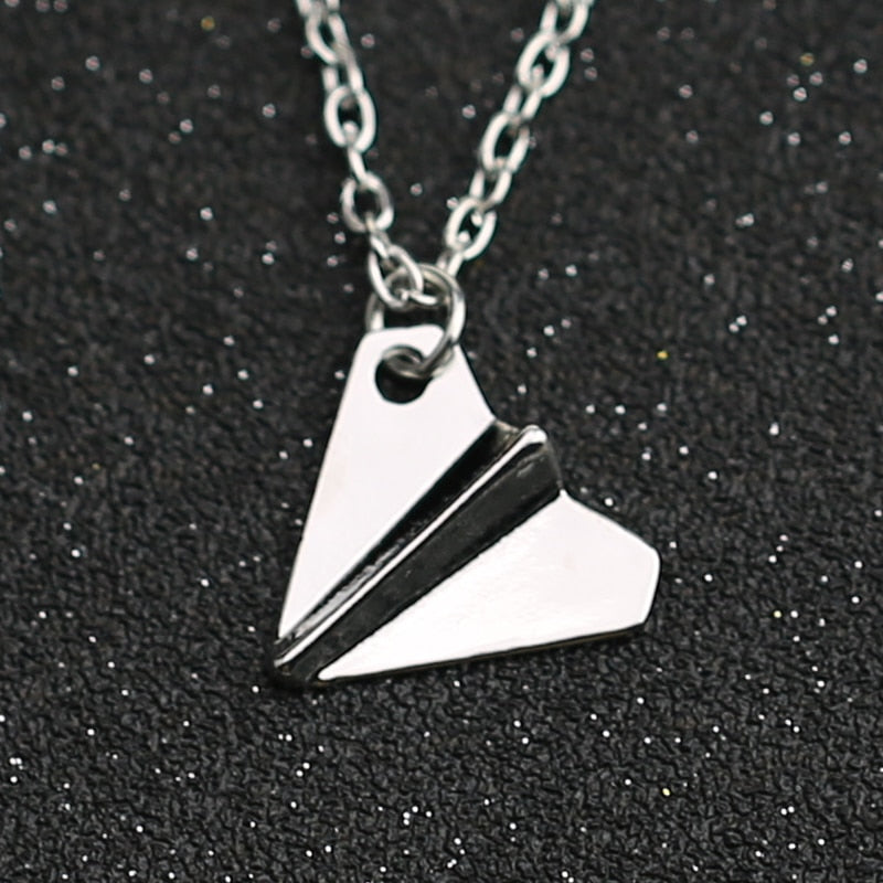 1D One Direction Necklace Paper Airplane Plane Pendant Gold Black Gun Silver Color Simple Jewelry Men Women
