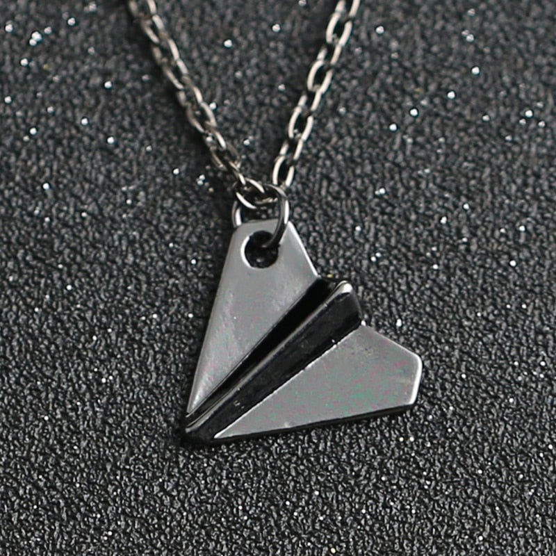 1D One Direction Necklace Paper Airplane Plane Pendant Gold Black Gun Silver Color Simple Jewelry Men Women