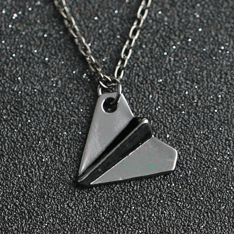1D One Direction Necklace Paper Airplane Plane Pendant Gold Black Gun Silver Color Simple Jewelry Men Women