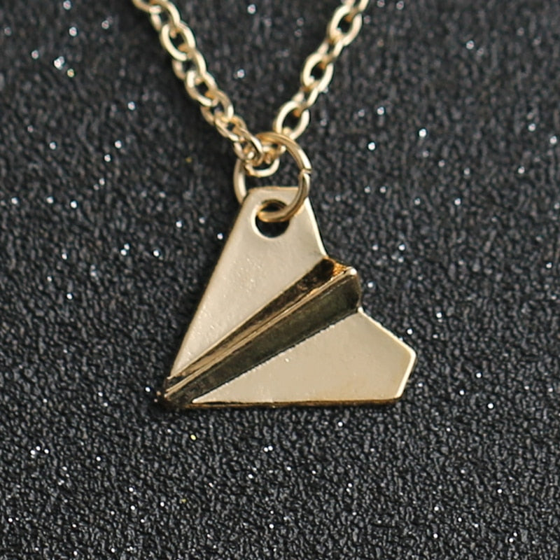 1D One Direction Necklace Paper Airplane Plane Pendant Gold Black Gun Silver Color Simple Jewelry Men Women