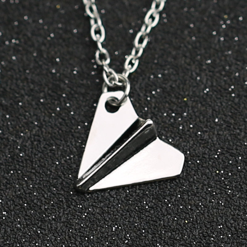 1D One Direction Necklace Paper Airplane Plane Pendant Gold Black Gun Silver Color Simple Jewelry Men Women