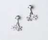 1PAIR Authentic Real 100% 925 Sterling Silver fine Jewelry Shell &zirconia Flower Front&Back ear Earrings GTLE2357